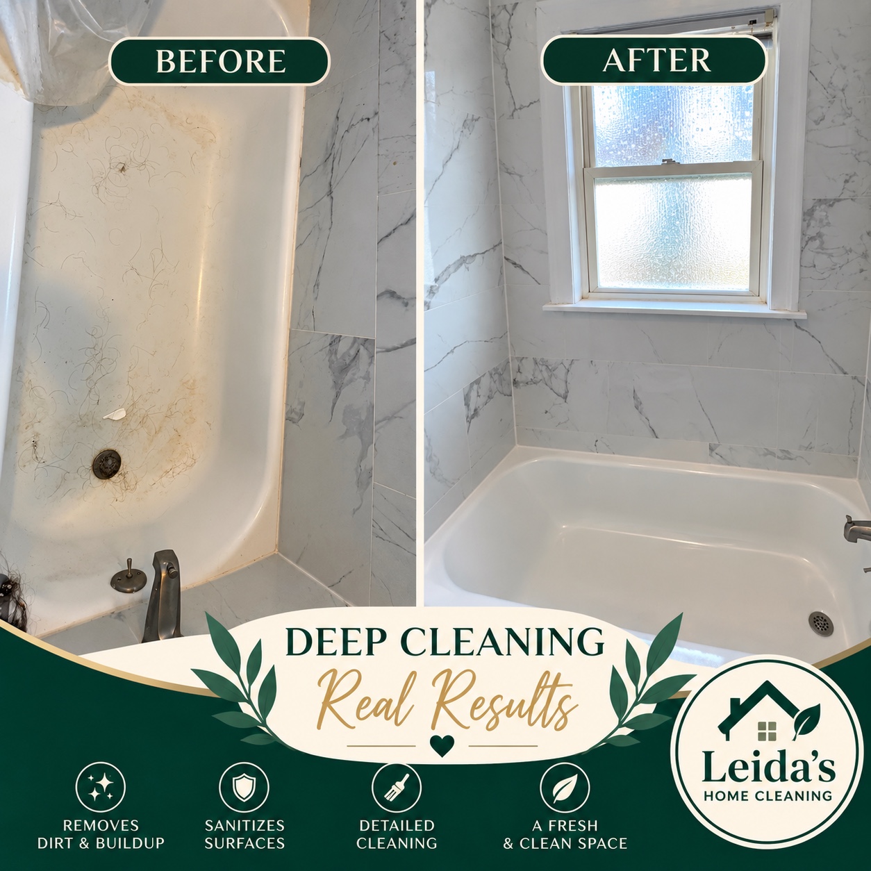 Detailed cleaning result by Leida's Home Cleaning